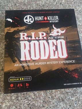Murder Mystery R.I.P. at the Rodeo Board Game (Black, Brown, Red)